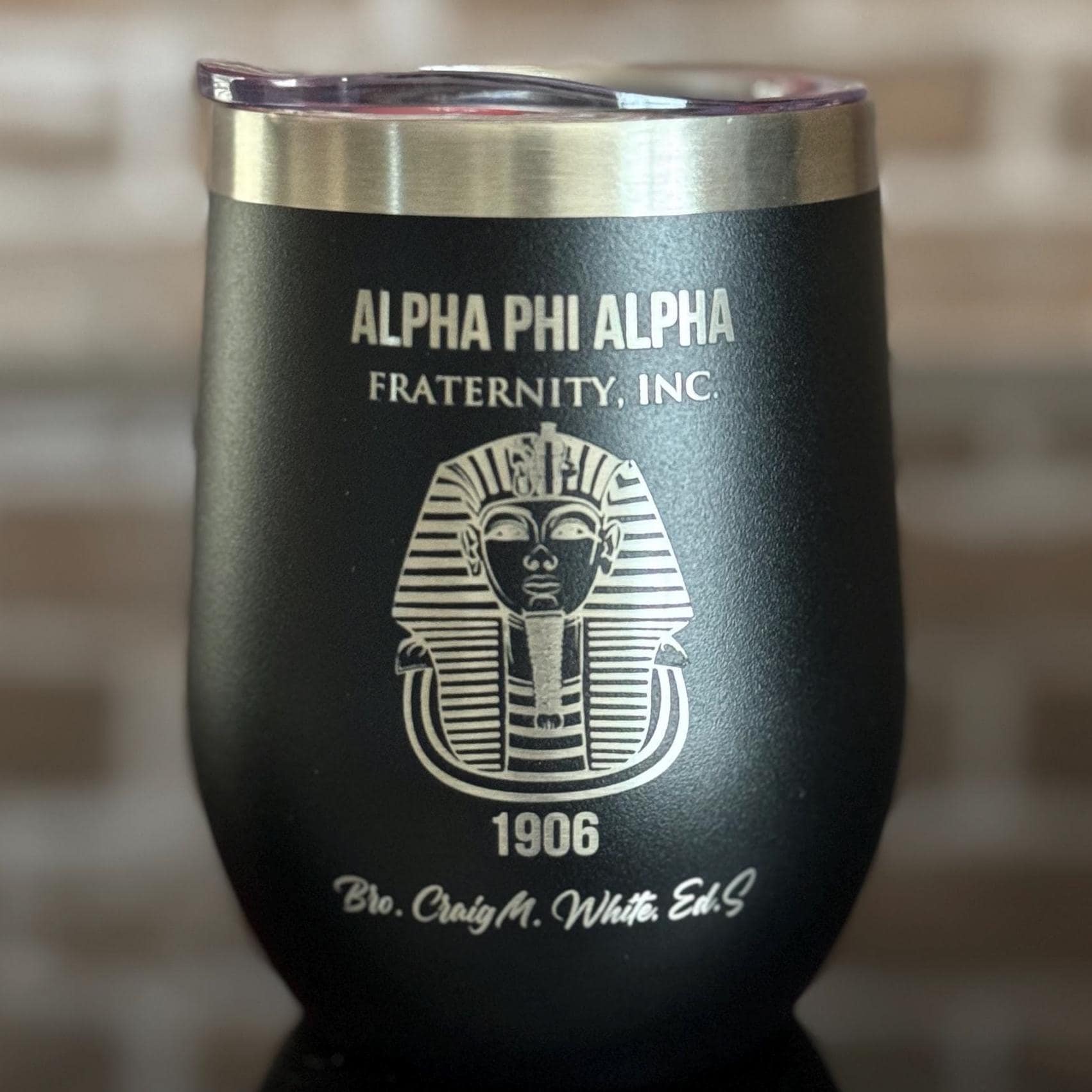 Custom Engraved Alpha Phi Alpha Wine Tumbler
