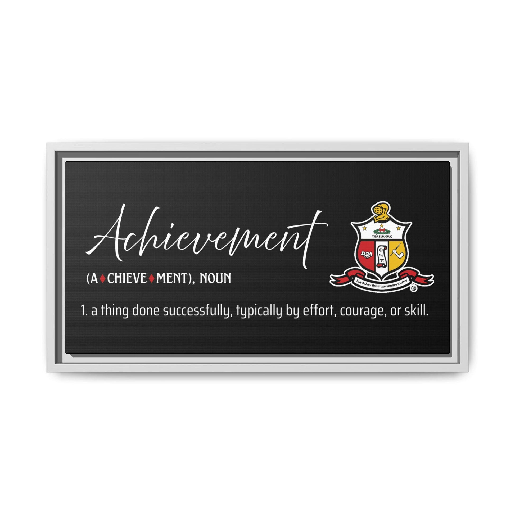 Achievement Definition Canvas| Kappa Alpha Psi Wall Art | Framed Canvas in Black, White, or Espresso | Nupe Gift & Decor
