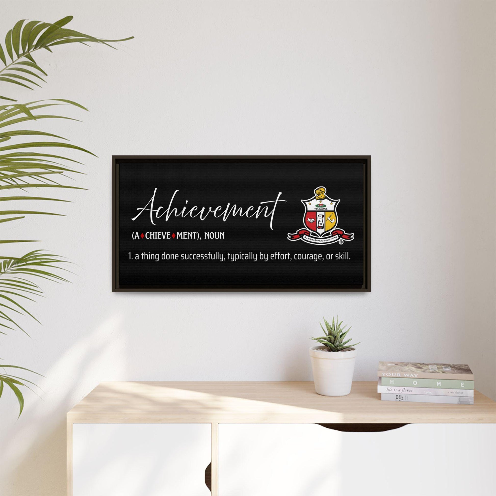 Achievement Definition Canvas| Kappa Alpha Psi Wall Art | Framed Canvas in Black, White, or Espresso | Nupe Gift & Decor