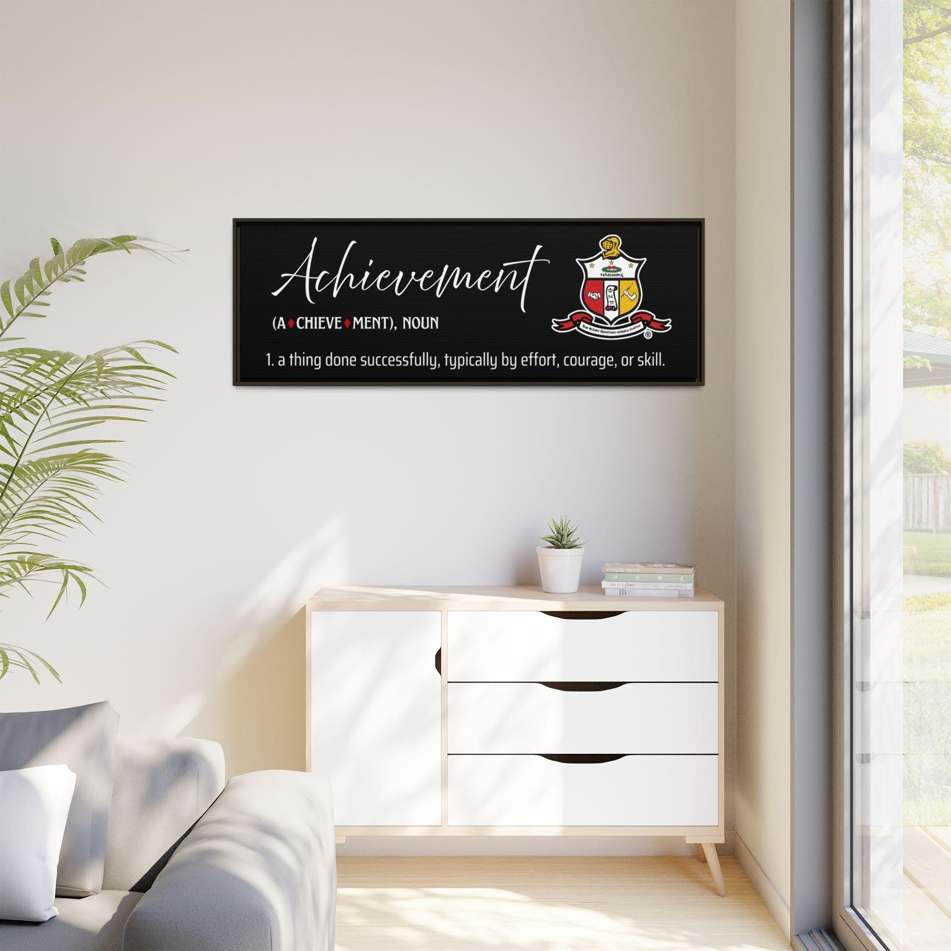 Achievement Definition Canvas| Kappa Alpha Psi Wall Art | Framed Canvas in Black, White, or Espresso | Nupe Gift & Decor
