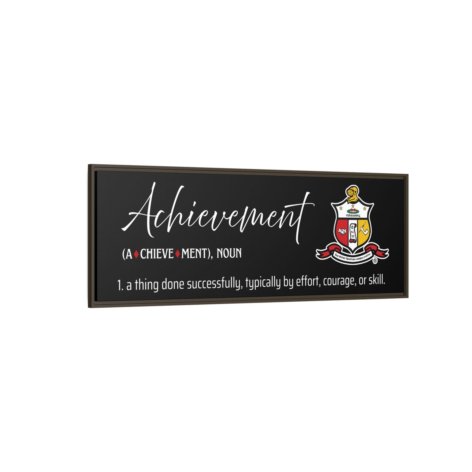Achievement Definition Canvas| Kappa Alpha Psi Wall Art | Framed Canvas in Black, White, or Espresso | Nupe Gift & Decor