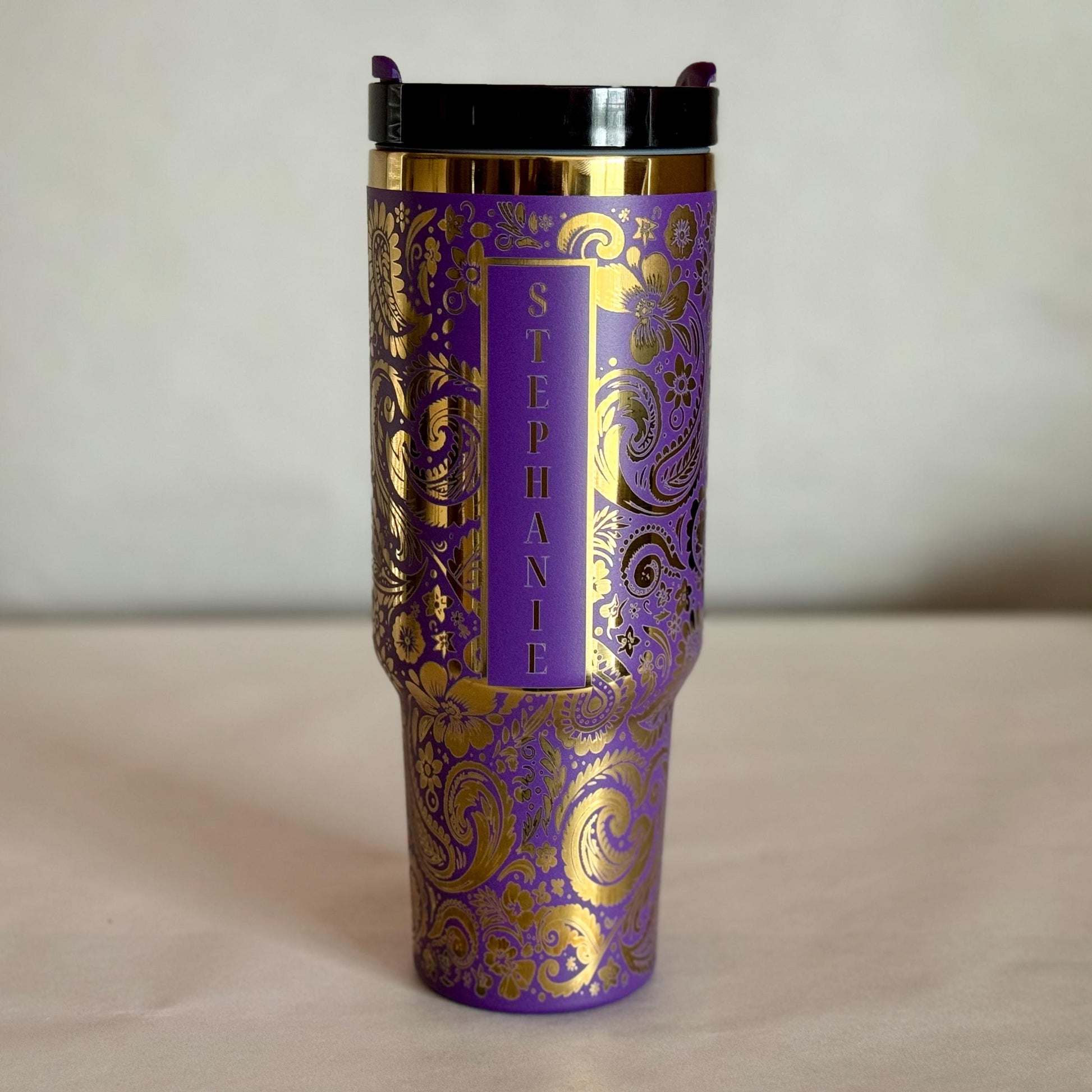 Custom Engraved 40 oz Tumbler – Personalized Stainless Steel Travel Mug – Gift for Him, Gift for Her, Birthday Gift, Bridesmaid Gift