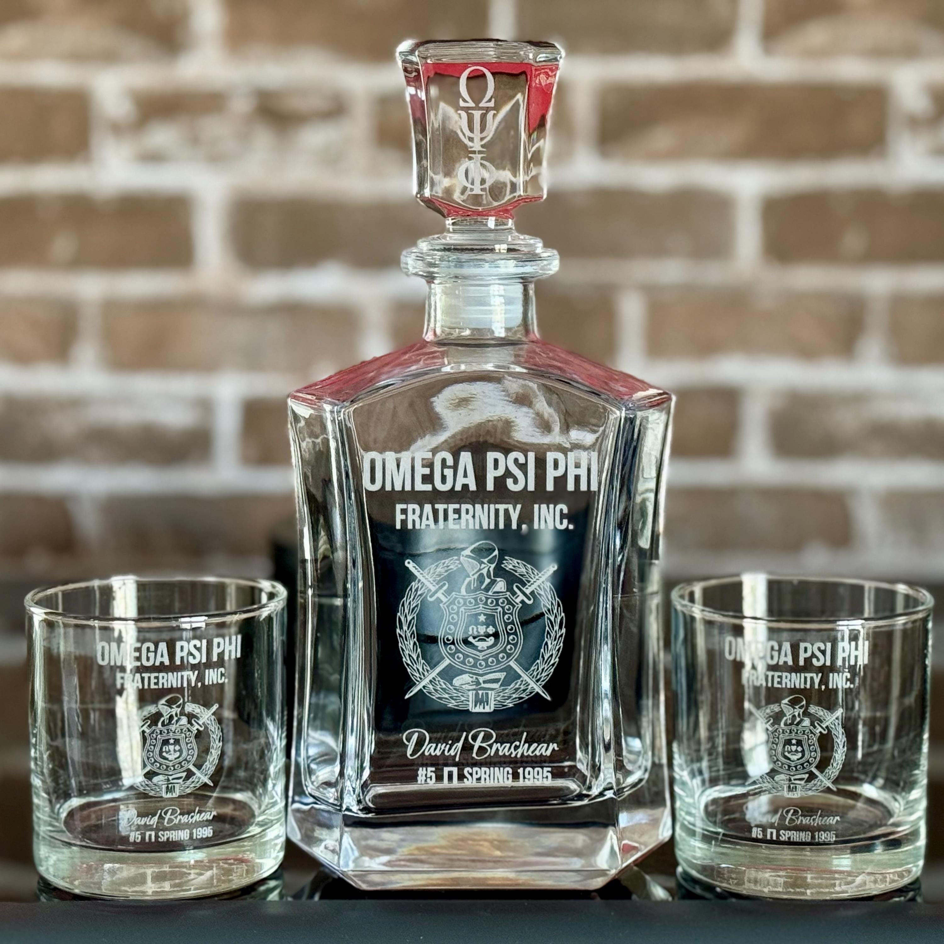 Custom Engraved Omega Psi Phi Rocks Glass (10.5 oz) - nuvisionkreations