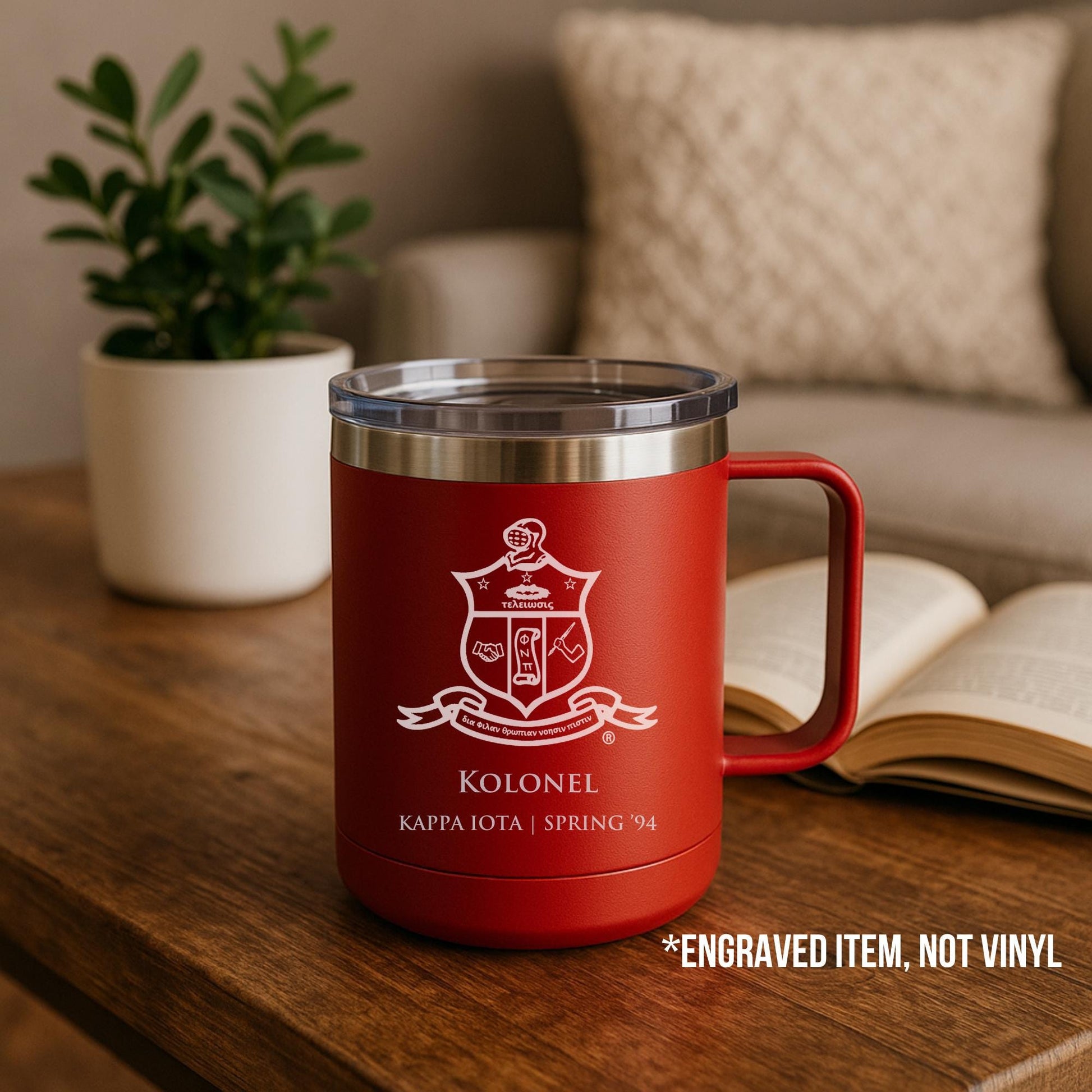Custom Engraved Kappa Alpha Psi Cup, Kappa Coffee Mug (15 oz)