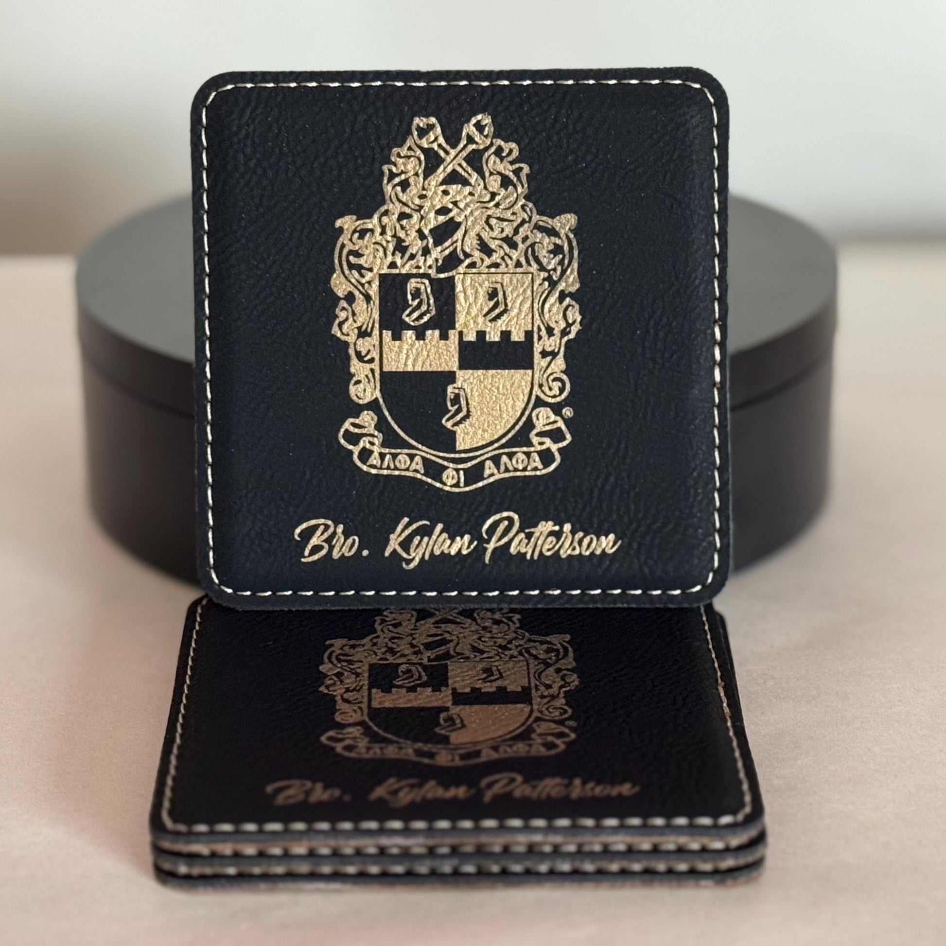 Custom Engraved Alpha Phi Alpha Fraternity Coasters