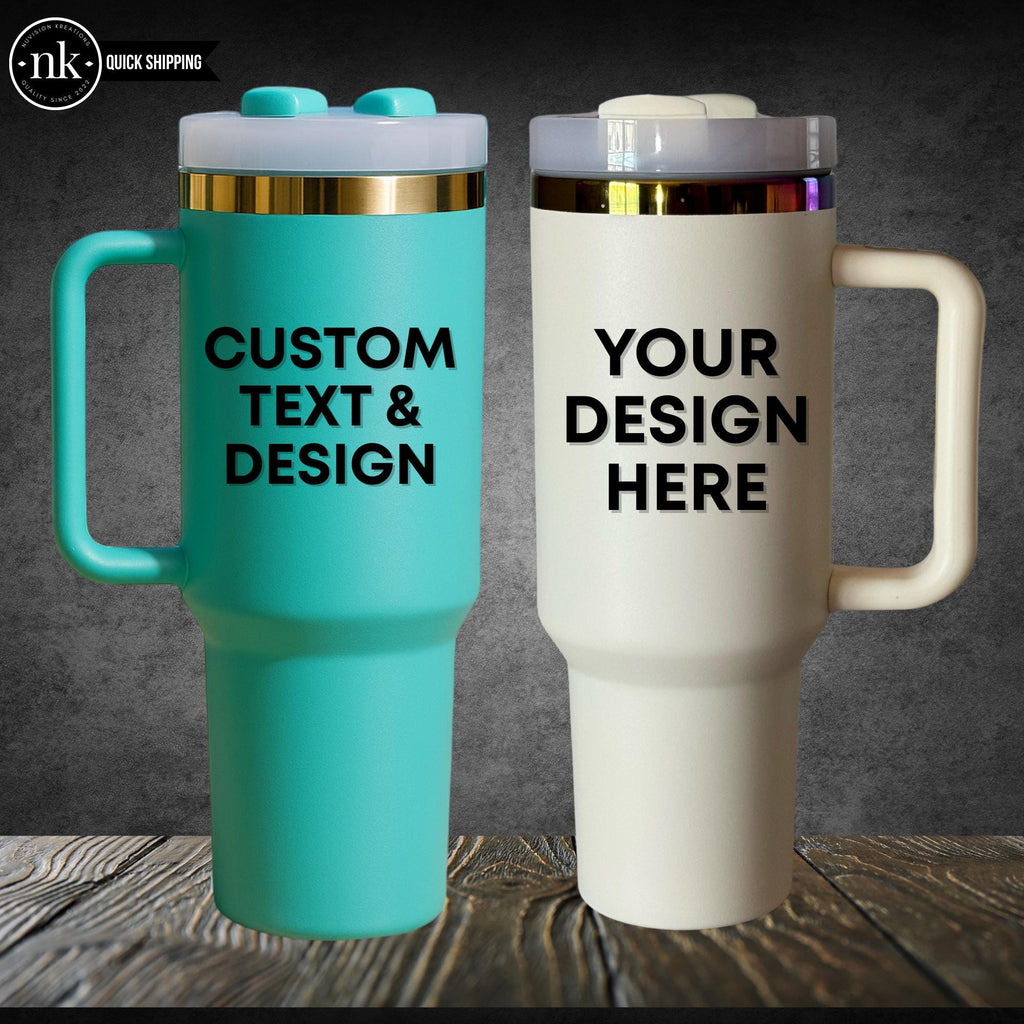Custom Engraved 40 oz Tumbler – Personalized Stainless Steel Travel Mug – Gift for Him, Gift for Her, Birthday Gift, Bridesmaid Gift