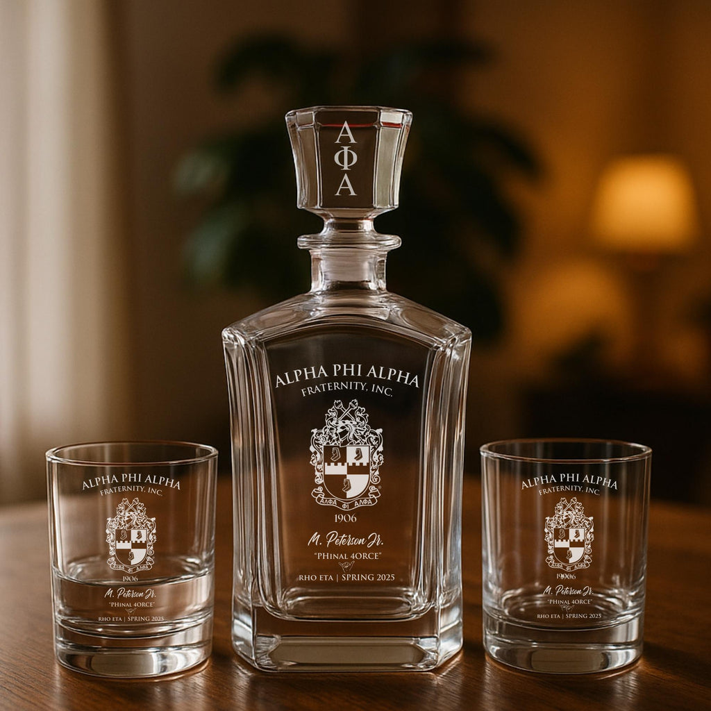 Custom Engraved Alpha Phi Alpha Decanter Set