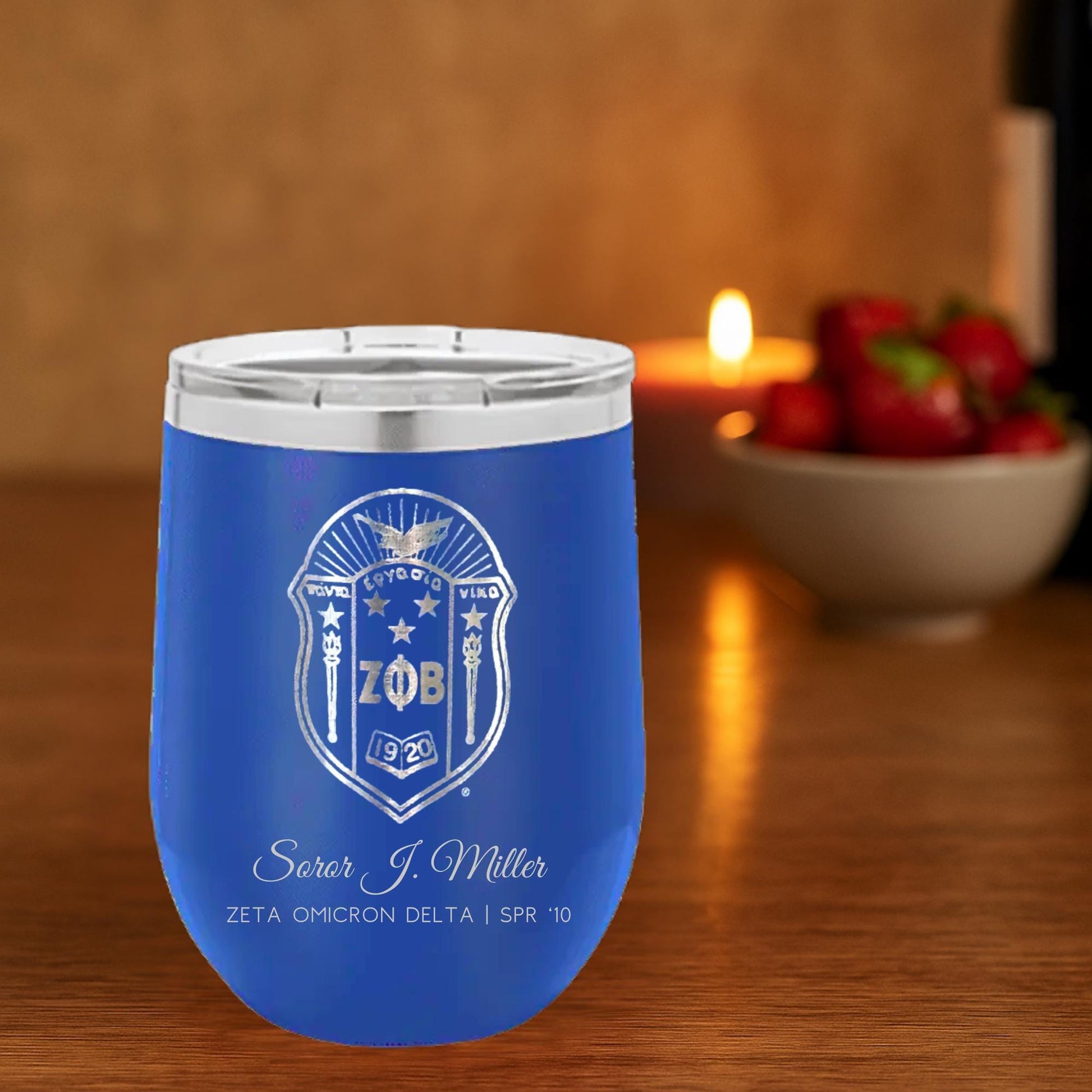Custom Engraved Zeta Phi Beta Wine Tumbler
