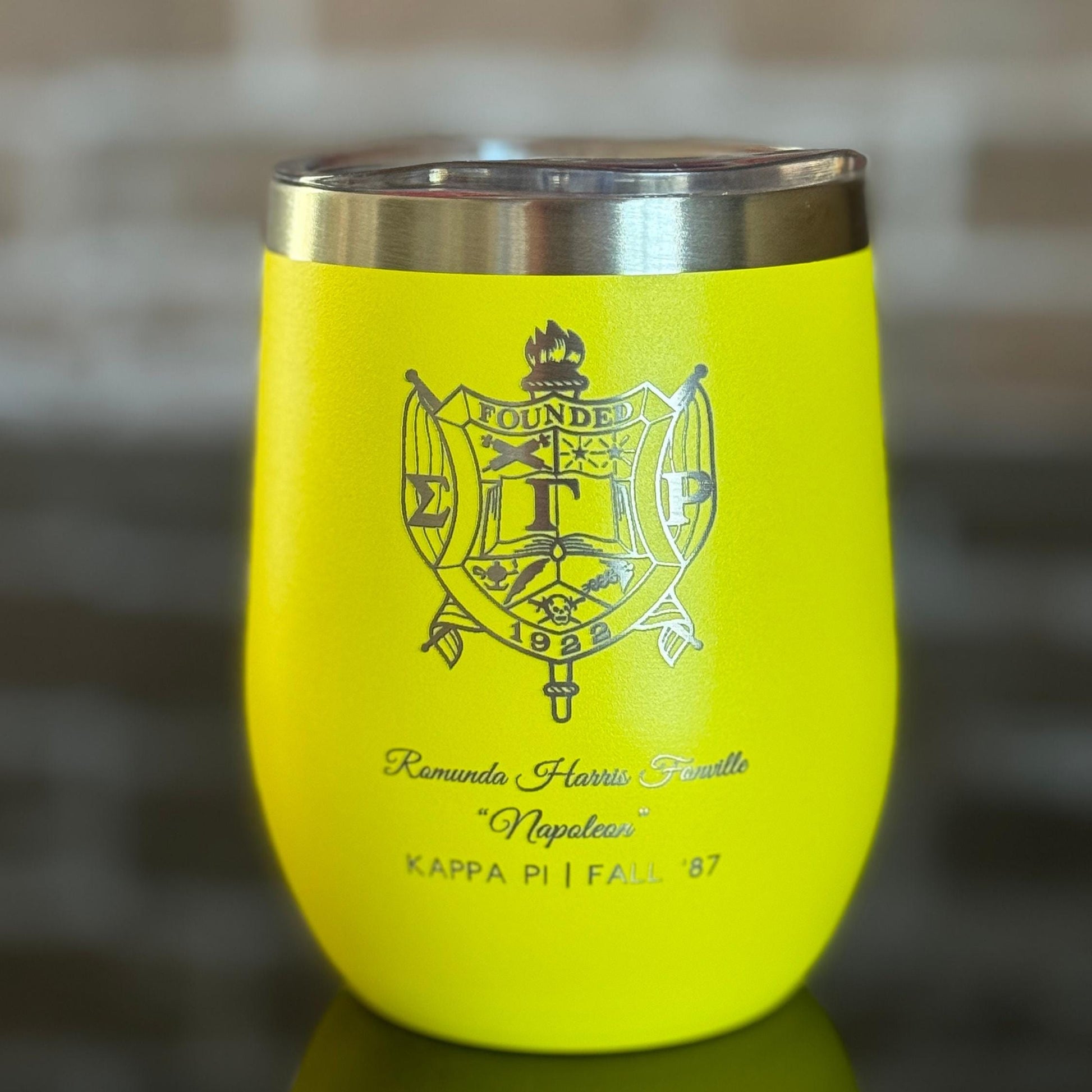 Custom Engraved Sigma Gamma Rho Wine Tumbler (12 oz)