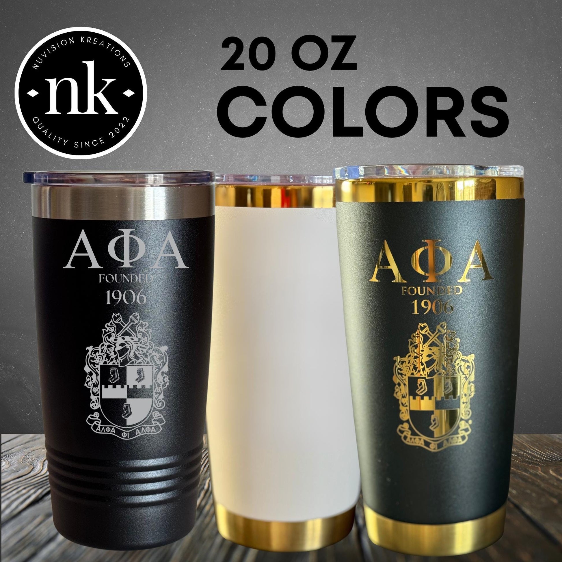 Custom Engraved Alpha Phi Alpha Cup (20 oz)