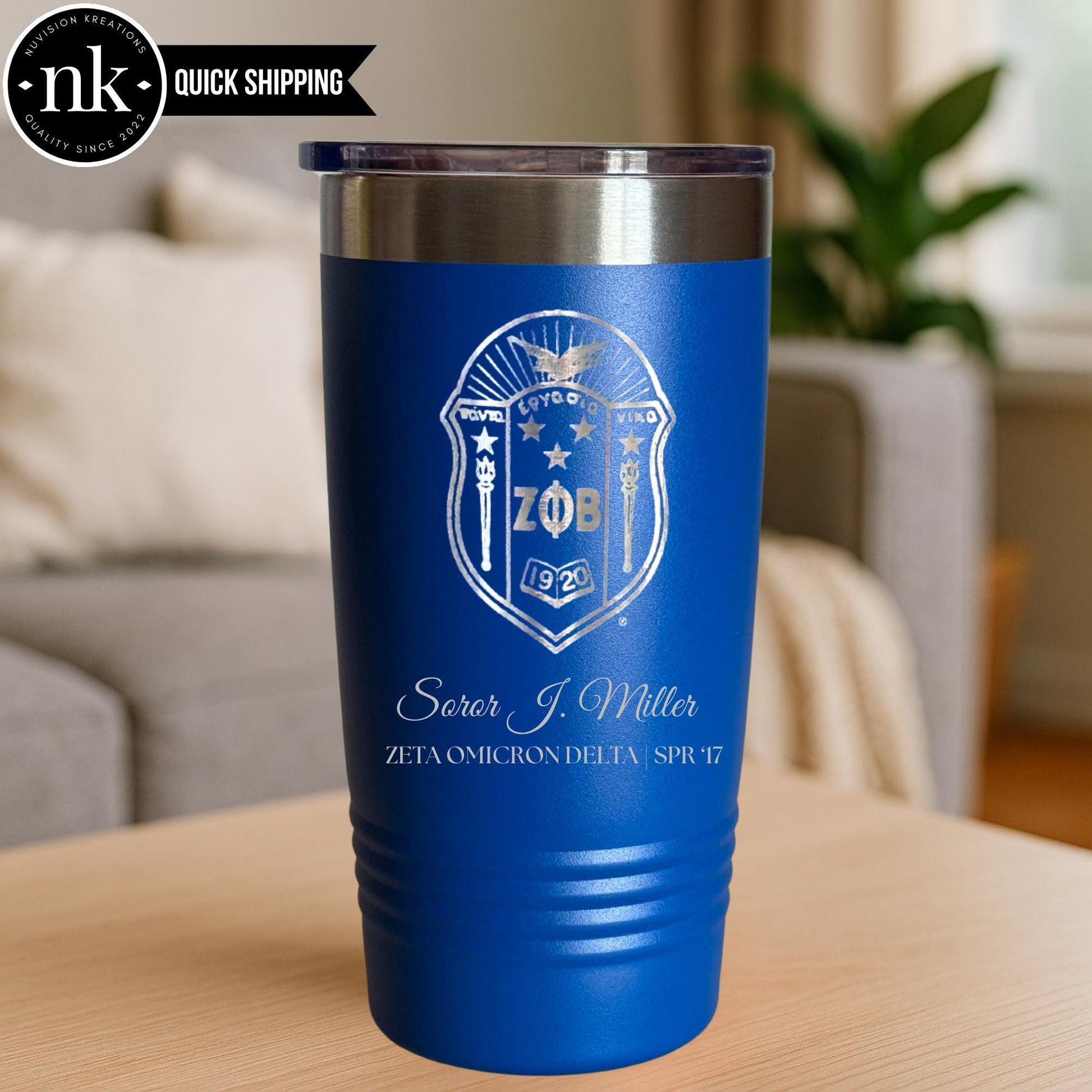 Custom Engraved Zeta Phi Beta Tumbler (20 oz), Custom Zeta Cup