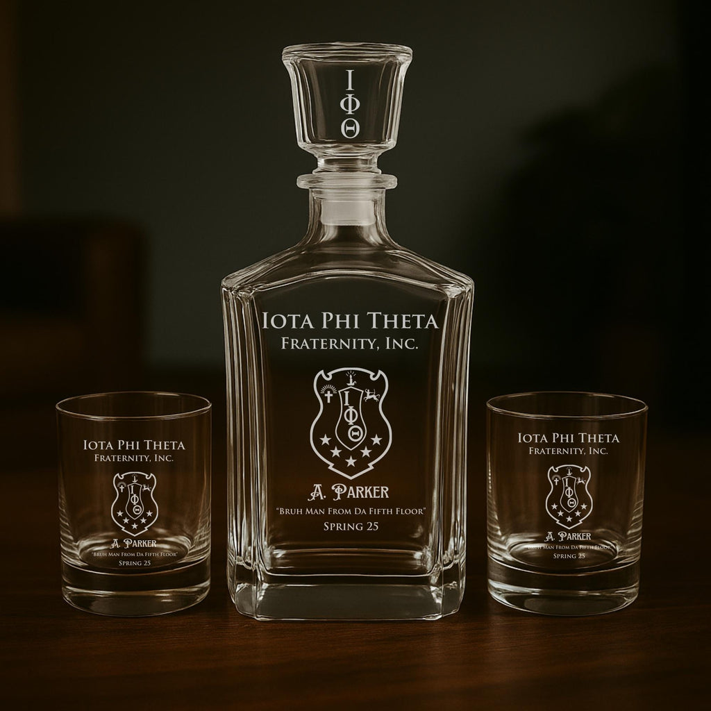 Custom Engraved Iota Phi Theta Fraternity Decanter Set