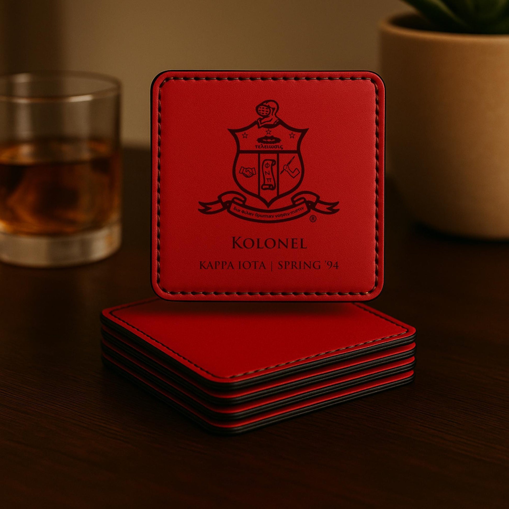 Custom Engraved Kappa Alpha Psi Fraternity Coasters