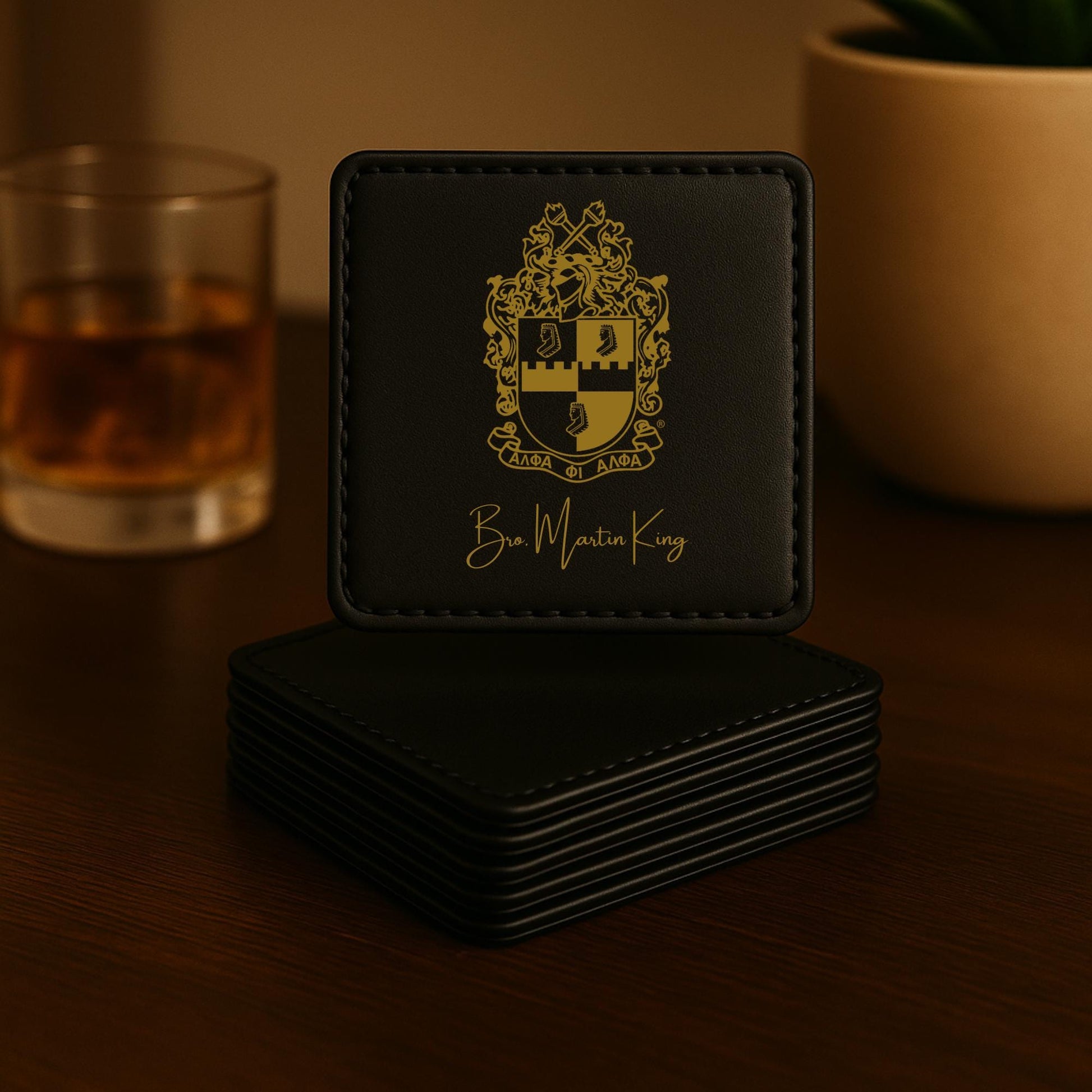 Custom Engraved Alpha Phi Alpha Fraternity Coasters