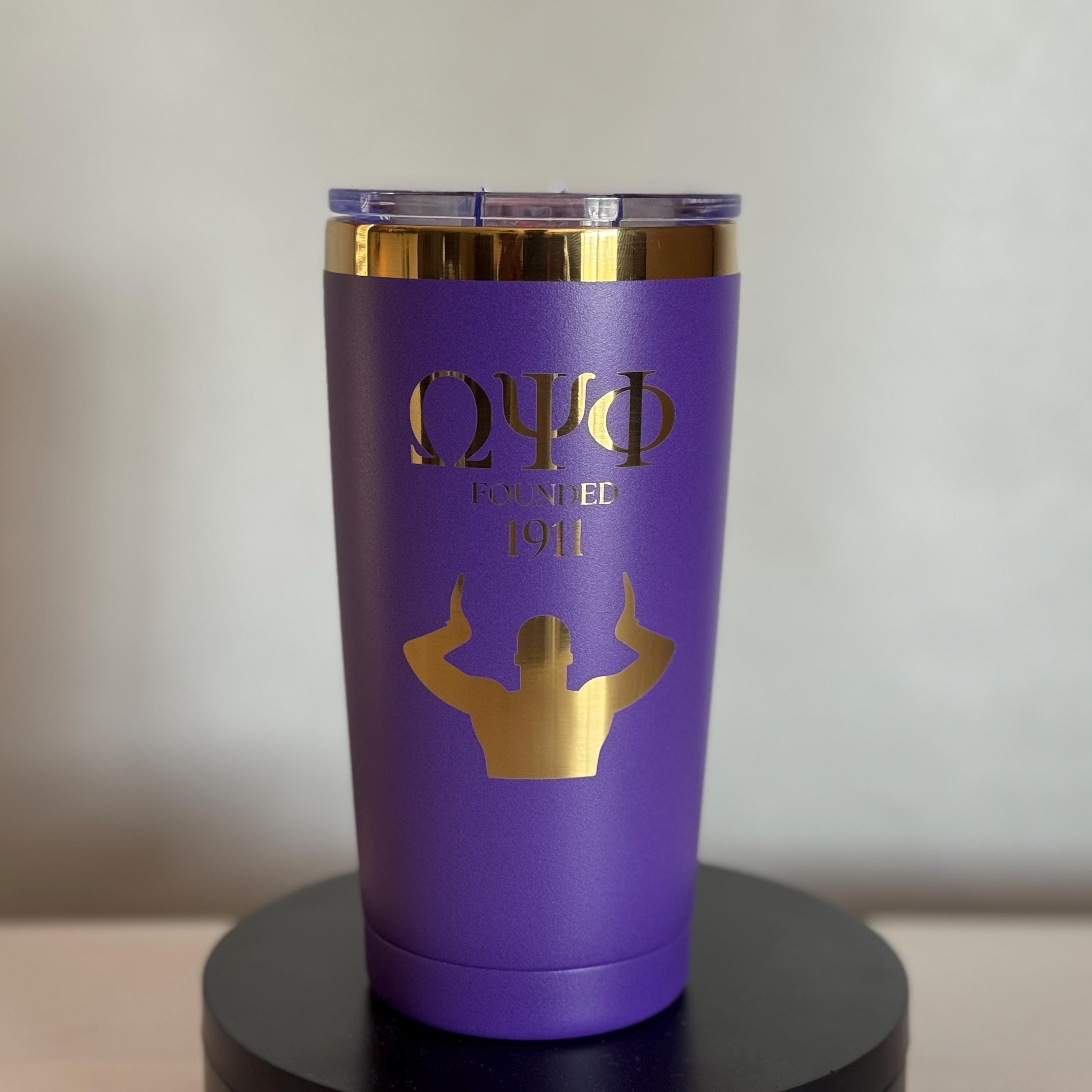 Omega Psi Phi Custom Engraved Tumbler - 20 oz - nuvisionkreations