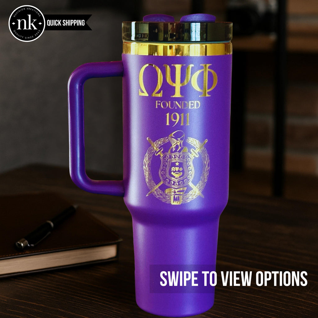 Custom Engraved Omega Psi Phi Tumbler – 40 oz - nuvisionkreations