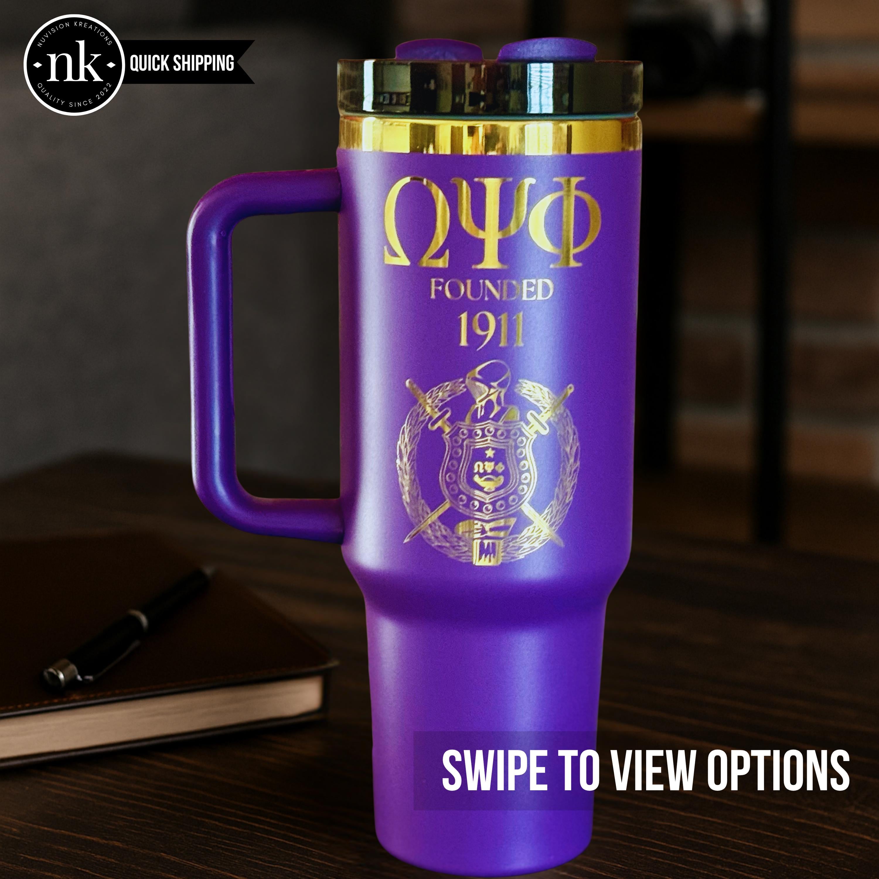 Custom Engraved Omega Psi Phi Tumbler – 40 oz - nuvisionkreations