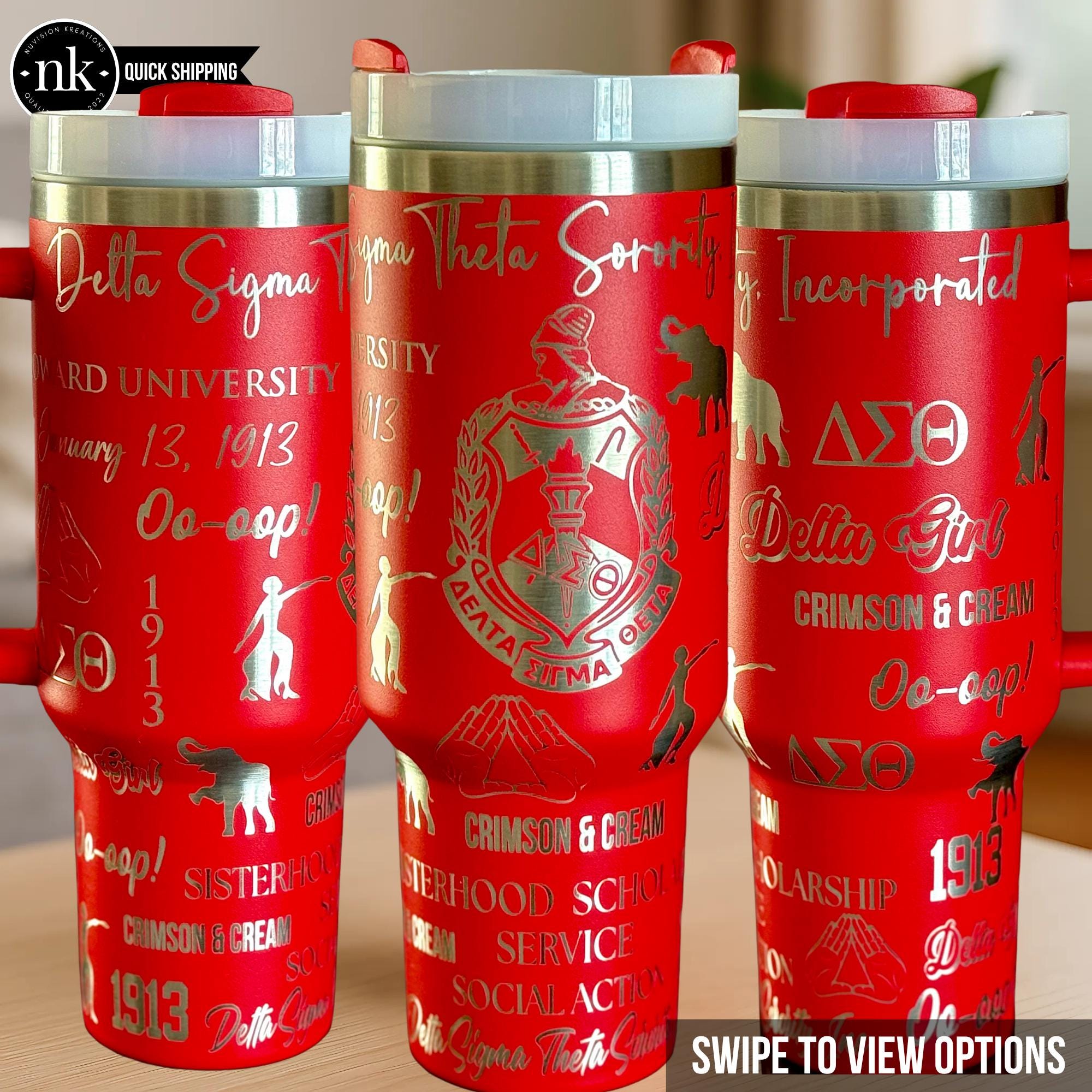 Delta Sigma Theta Custom Engraved Tumbler (Full Wrap) - 40oz - nuvisionkreations