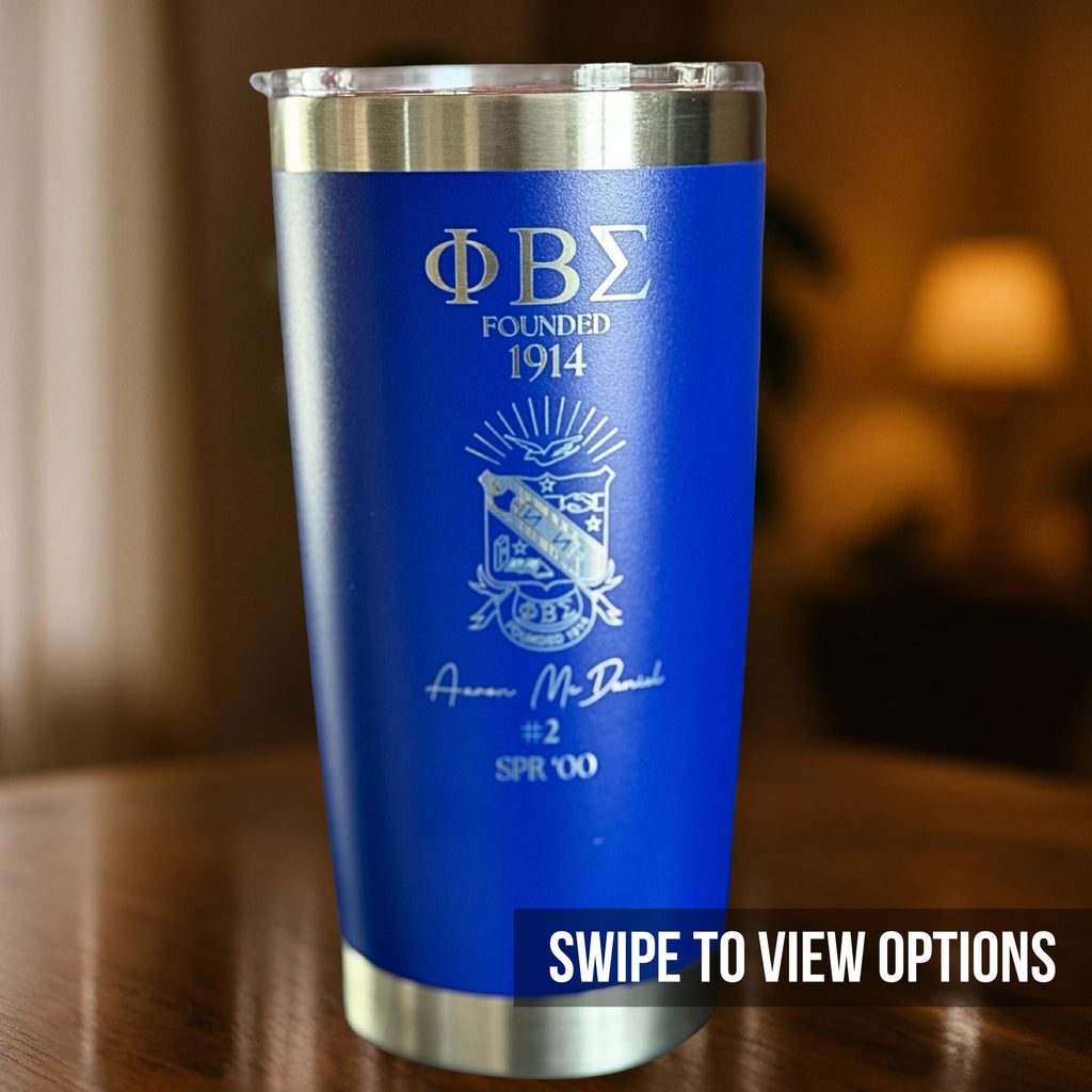 Phi Beta Sigma Custom Engraved Tumbler - 20 oz - nuvisionkreations
