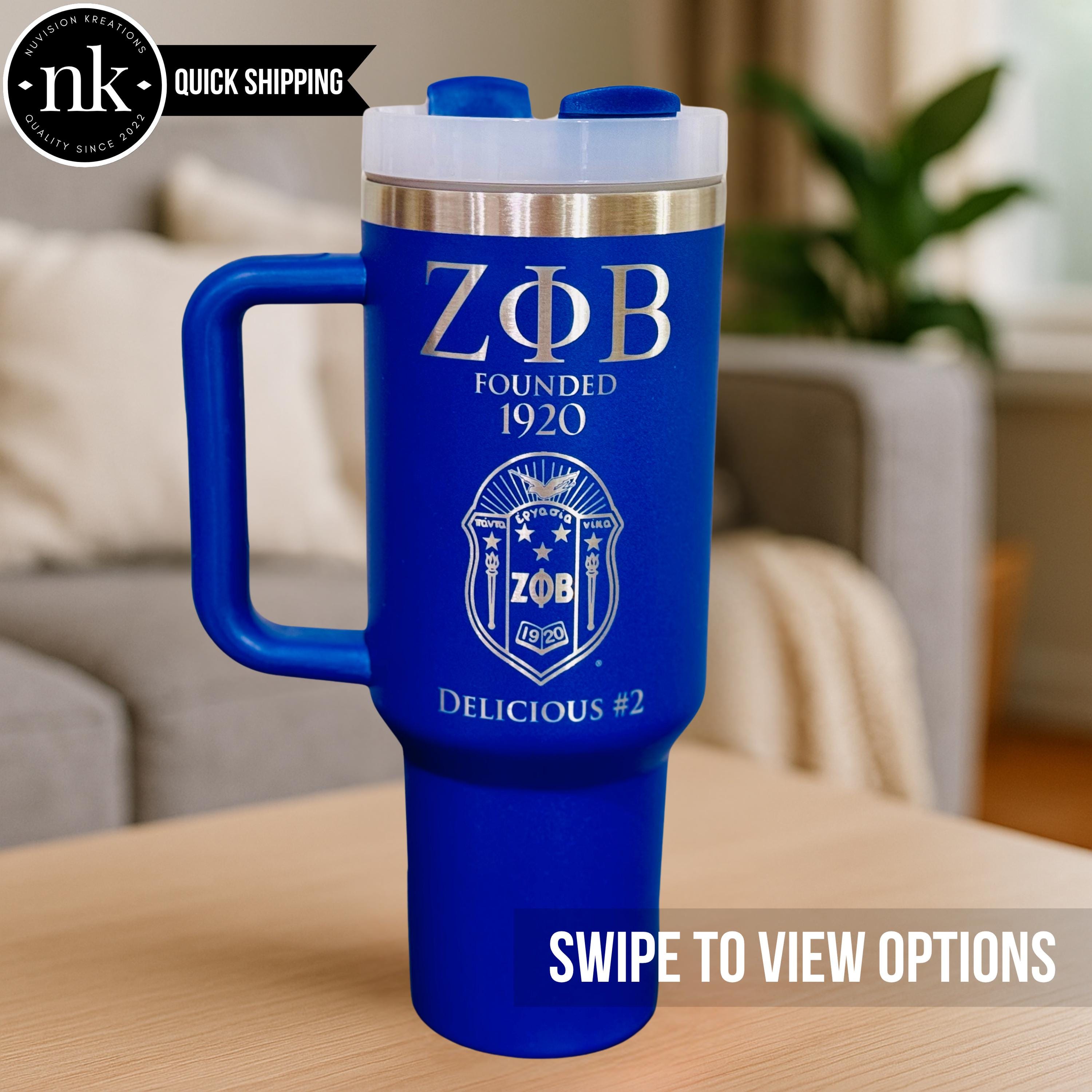 Custom Engraved Zeta Phi Beta Tumbler - 40 oz - nuvisionkreations