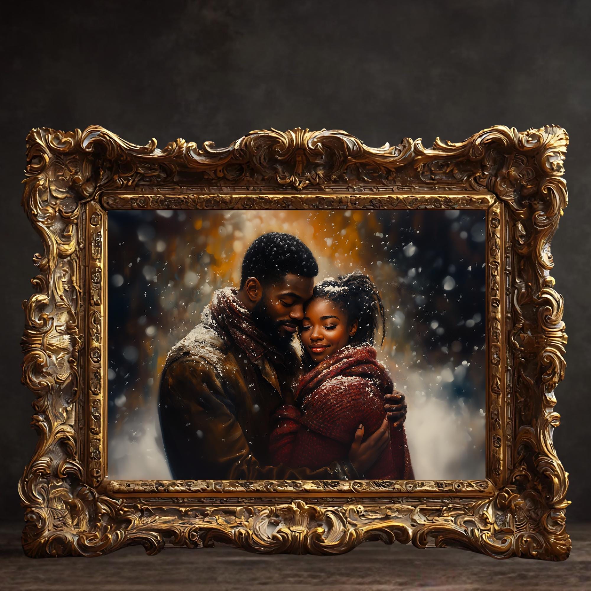 Cuffing Season, Cozy Family Canvas Print, Holiday Gift, Winter Home Aesthetic, Black Couple Art, Black Culture Wall Art, Black Love Wall Art - nuvisionkreations