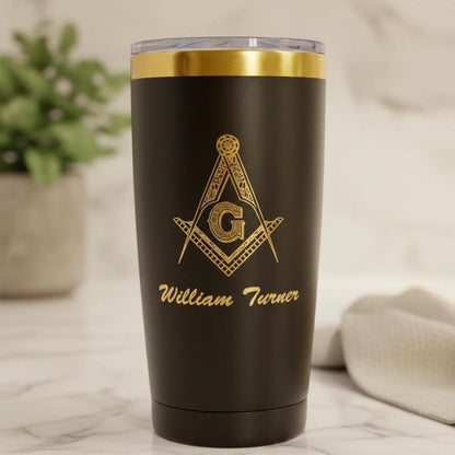 Custom Mason 20oz Tumbler, Prince Hall / Freemason Gift, Personalized Engraved Cup - nuvisionkreations