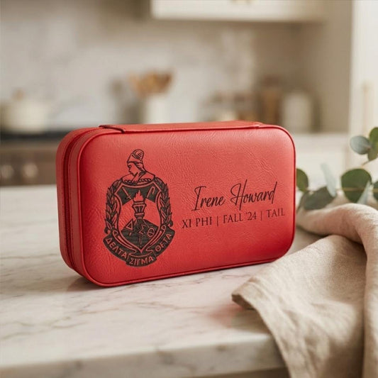 Delta Sigma Theta Custom Engraved Travel Jewelry Box - nuvisionkreations