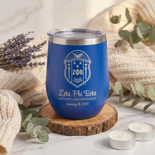 Custom Engraved Zeta Phi Beta Wine Tumbler – 12 oz - nuvisionkreations