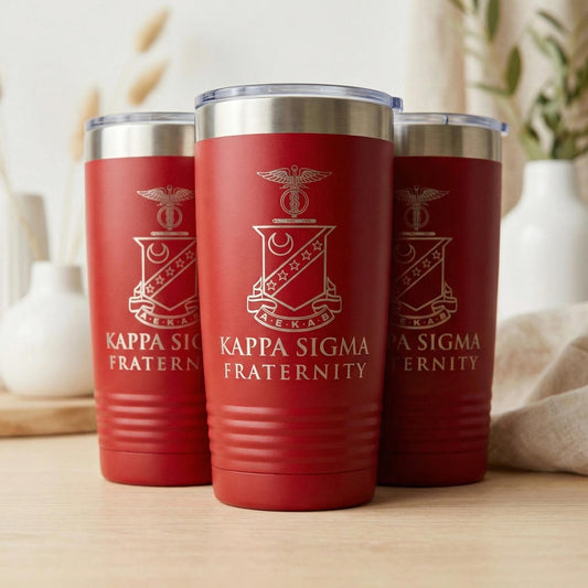 Kappa Sigma Tumbler 20oz, Custom Engraved Crest Cup, Fraternity Gift, Big Little, Alumni, Graduation - nuvisionkreations