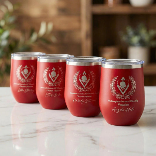 Engraved Kappa Silhouette Wine Tumbler, Personalized Sorority Gift Cup - nuvisionkreations
