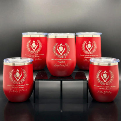 Engraved Kappa Silhouette Wine Tumbler, Personalized Sorority Gift Cup - nuvisionkreations