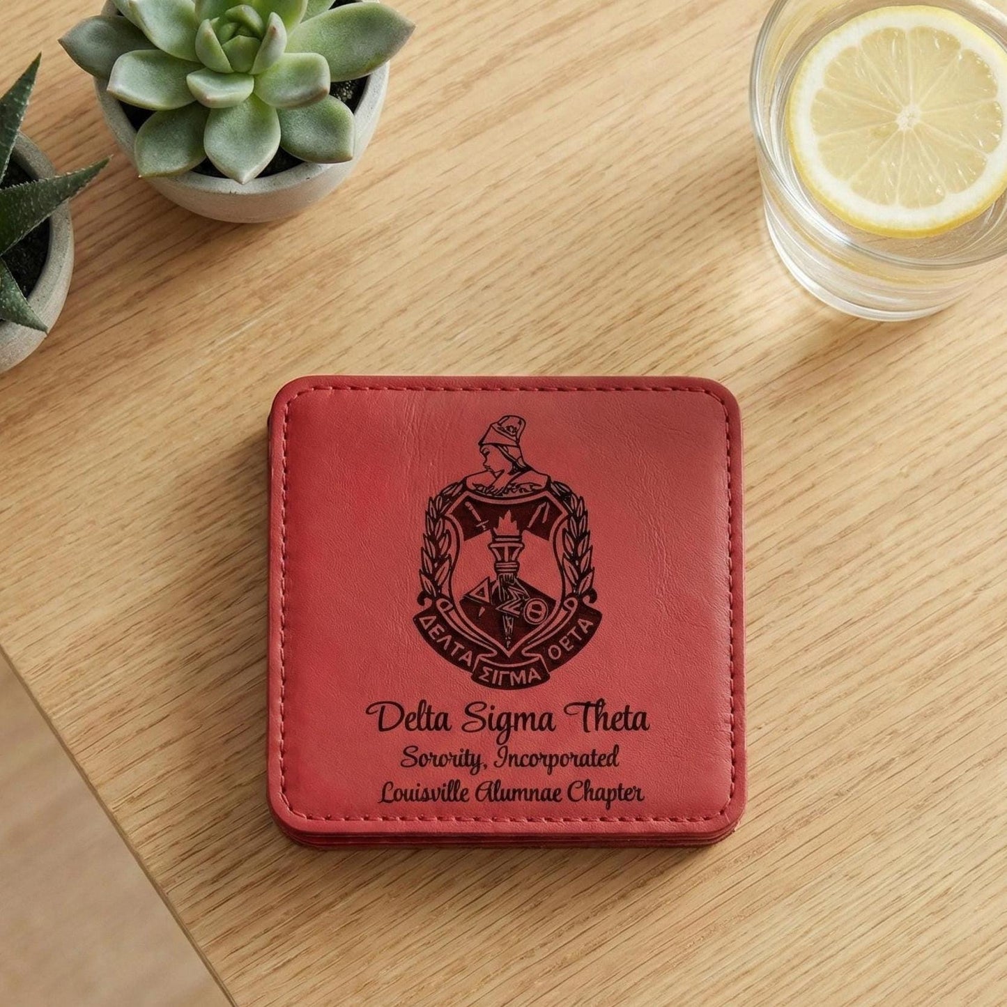 Custom Engraved Delta Sigma Theta Coaster Set - nuvisionkreations