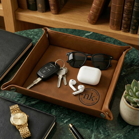 Greek Catchall Tray, Custom Engraved Leatherette Valet 6x6, Greek Letters, Fraternity Sorority Gift - nuvisionkreations