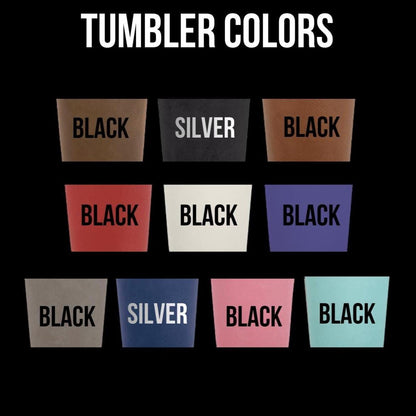 Personalized Leather Travel Tumbler 20oz, Custom Engraved Name Monogram Mug - nuvisionkreations