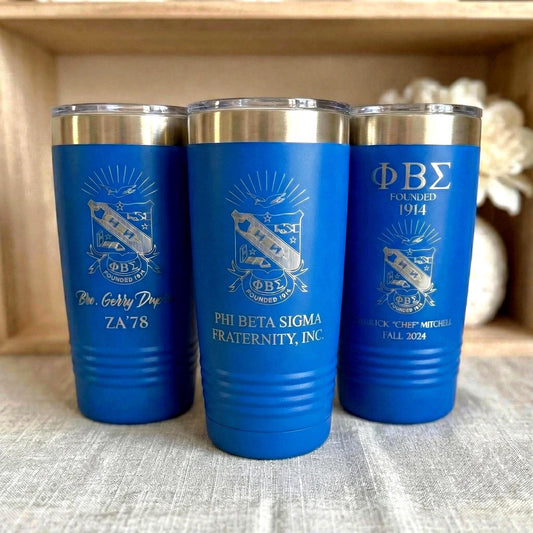Phi Beta Sigma Custom Engraved Tumbler - 20 oz - nuvisionkreations