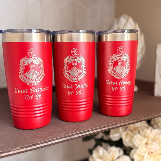 Delta Sigma Theta Custom Engraved Tumbler - 20 oz - nuvisionkreations