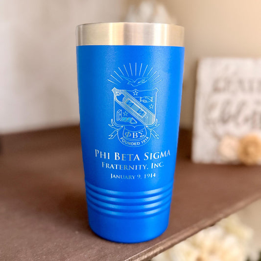 Phi Beta Sigma Custom Engraved Tumbler - 20 oz - nuvisionkreations