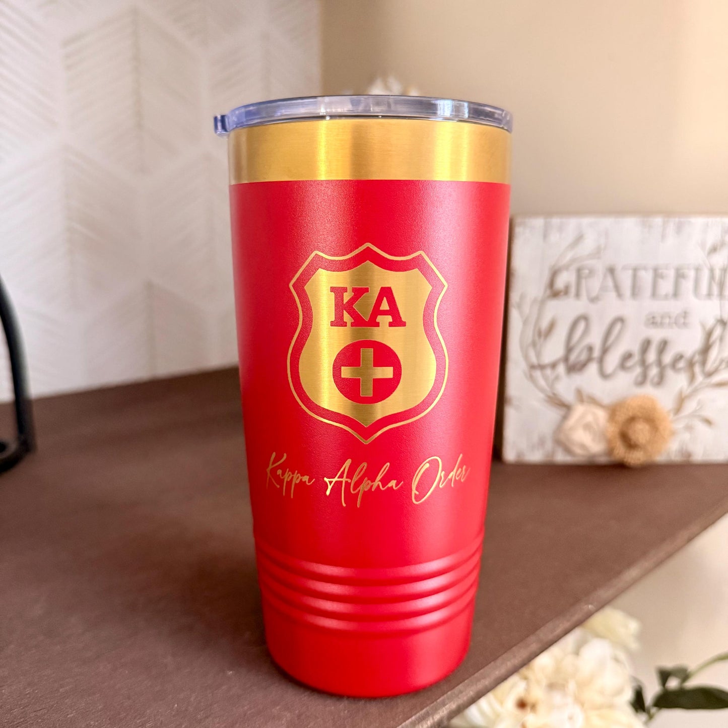 Kappa Alpha Order 20oz Tumbler, Engraved Crest, Standard or Personalized, Fraternity Gift - nuvisionkreations
