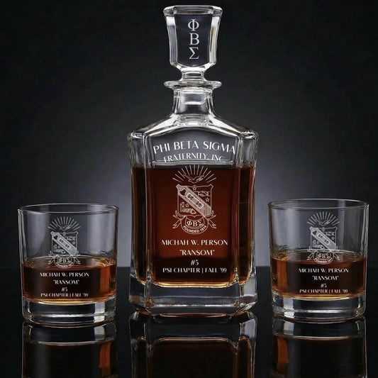 Phi Beta Sigma Custom Engraved Decanter Set - nuvisionkreations
