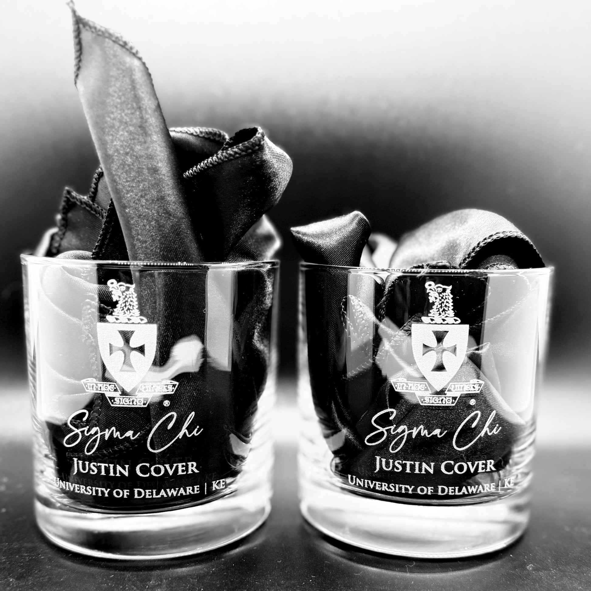 Sigma Chi Whiskey Glasses, Engraved Crest, Choose Size + Set, Alumni Gift, Chapter Gift - nuvisionkreations