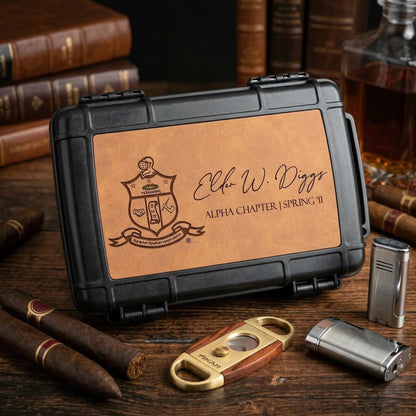 Kappa Alpha Psi Travel Cigar Case, Engraved Leatherette Top, Crush Proof Waterproof Airtight Case - nuvisionkreations