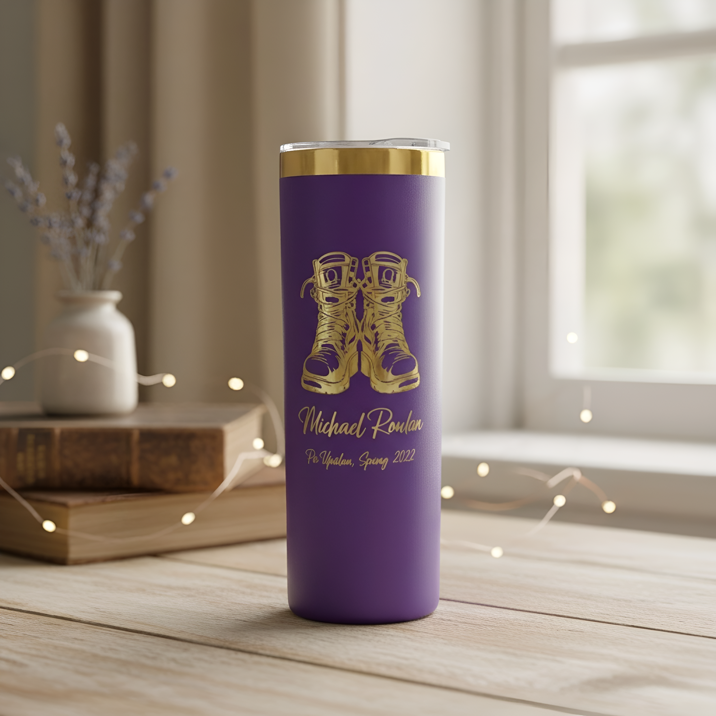 Omega Psi Phi Custom Engraved Skinny Tumbler – 20 oz