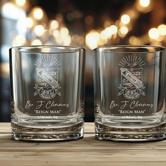 Phi Beta Sigma Custom Engraved Lowball Glasses